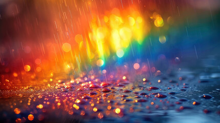 Rainbow Colored Umbrella Close Up - obrazy, fototapety, plakaty