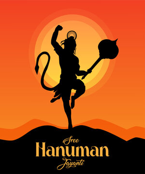 Vector Happy hanuman jayanti hindu festival celebration banner design.