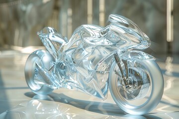 Glass Model of Motorcycle on Table