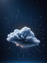 Abstract Cloud Of Tiny Particles Flying In Deep Blue Space
