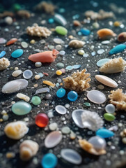 Microplastic Pollution On The Seabed, With Microplastics And Other Debris Scattered Among Marine Life