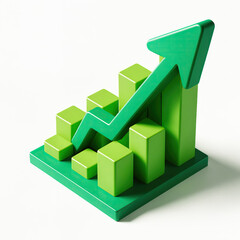 Market trend, investment growth, green arrows up on white background, 3D style illustration - 762322575