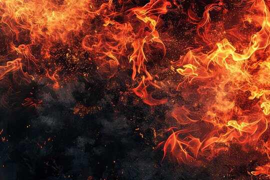 Burning flame background. AI technology generated image