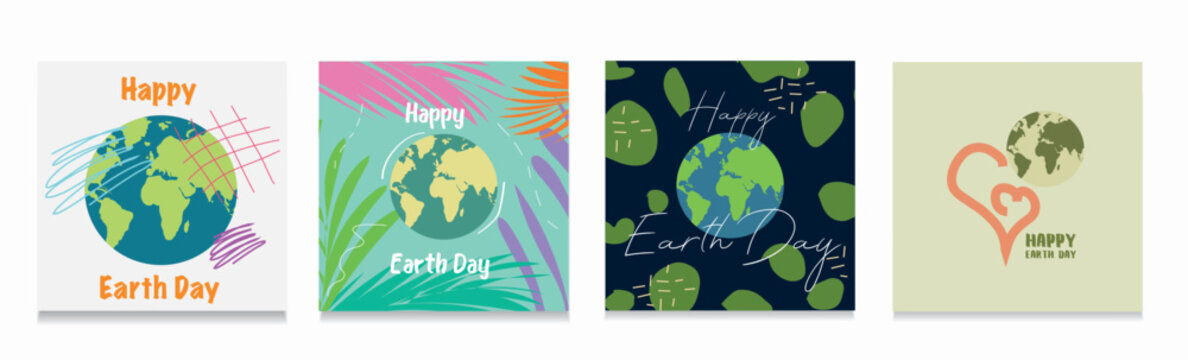 Happy Earth Day! Creative Spring Design for Advertising, Web, Social Media, Poster, Banner, Cover. 3d Paper Cut Eco Pattern for April 22. Vector Illustration