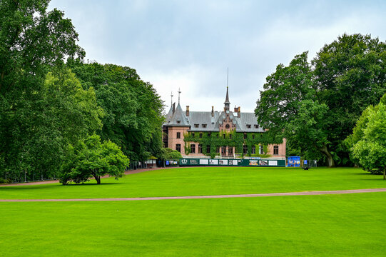 Sofiero Castle, Sofiero Slott och Slottstr&auml;dgard with Sofiero Palace Gardens park as a tourist attraction in Helsingborg, Sweden