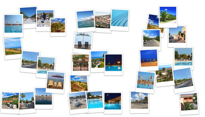 Fototapeta na wymiar Text SEA - collage with sea summer resort views - sunny Calabria, Italy