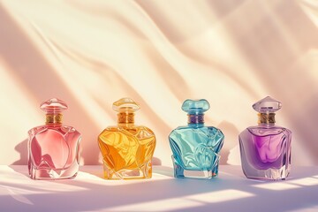 Obraz na płótnie Canvas Colorful perfume bottle. AI technology generated image