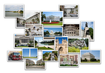 Collage with Washington views - White House, Capitol, National Air and Space Museum