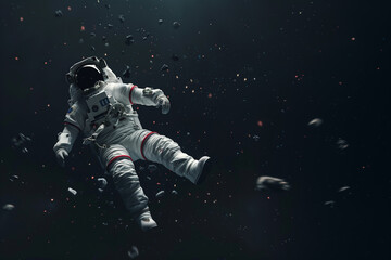 Fototapeta na wymiar Astronaut falls into the depths of space