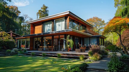 Fototapeta premium Modern Home exterior on sunny afternoon
