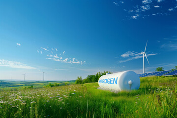 Solution de stockage de gaz hydrogène et de production d'énergie verte avec des éoliennes et des panneaux phtovoltaique solaire