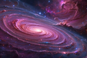 Galactic Splendor: A Cosmic Landscape of Swirling Nebulas and Majestic Galaxies