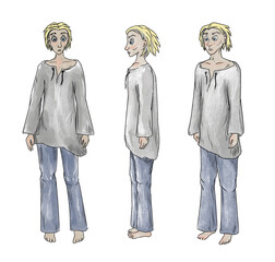 crazy man with disheveled hair, character concept art