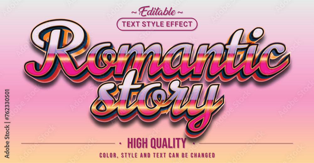 Poster Editable text style effect - Romantic Story text style theme.