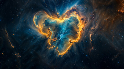 dans l'espace, une nébuleuse qui ressemble à un cœur - obrazy, fototapety, plakaty