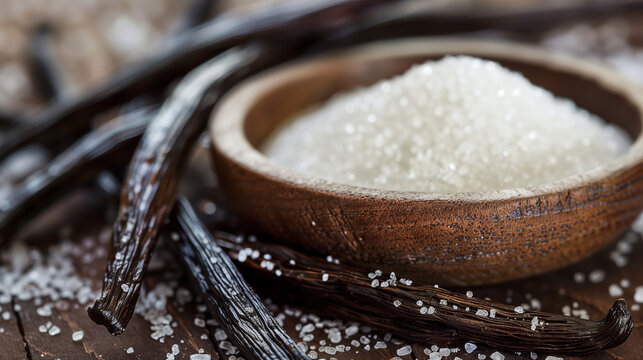 Vanilla sugar makeing with real vanilla pods and crystail sugar infusing vanilin from the pods