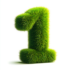 Number symbol made of green fresh grass isolated on a white background