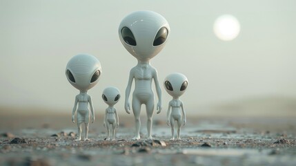 Obraz premium Alien family with different sizes Virtual Realities ,
