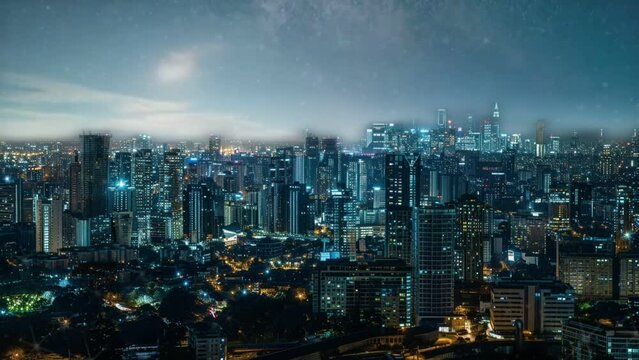 city at night. seamless looping 4k animation video background 