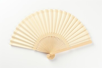 cream color Chinese fan from top view isolated on white background