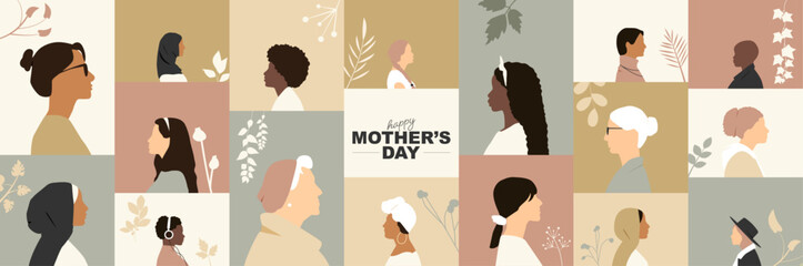 Happy Mother's Day. Modern design in pastel colors.