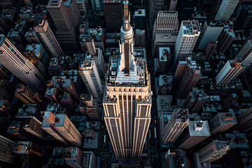 Aerial View of New York City Business Center from Above - obrazy, fototapety, plakaty