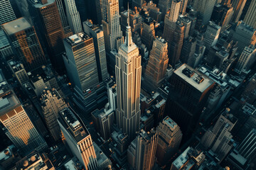 New York City Business Center Aerial Photo Showing Urban Landscape - obrazy, fototapety, plakaty