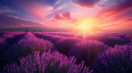 Sunrise over lavender field. wallpaper