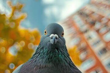 pigeon picture looking straight to camera