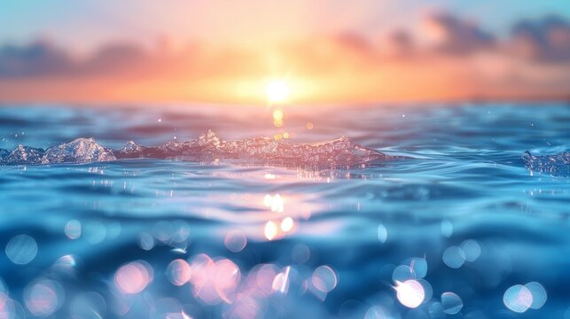 Blur light on sea and ocean, clear water colorful background