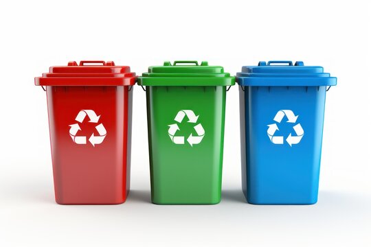Recycling bins in various colors created