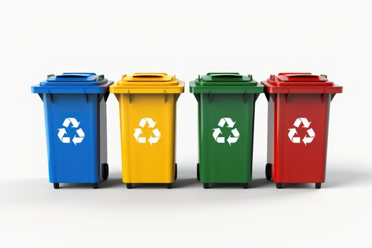 Recycling bins in various colors created