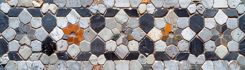 White gray mosaic tile wall texture background - Vintage retro ceramic tiles pattern
