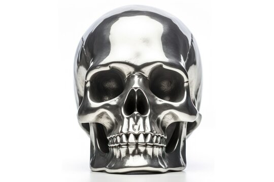 Silver skull isolated on white