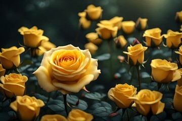 The golden beauty of a yellow rose and its delicate petals, presented in stunning