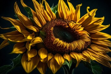 The grace of a sunflower and its vibrant petals, artistically presented in stunning