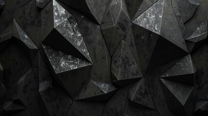 Black triangular abstract background, Grunge surface, 3d Rendering
