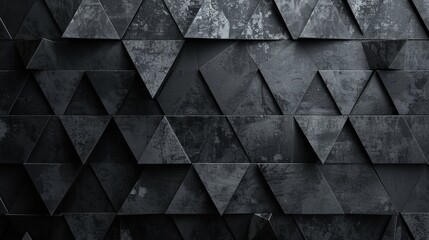 Black triangular abstract background, Grunge surface, 3d Rendering - obrazy, fototapety, plakaty