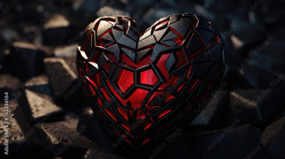 Aufkleber Heart shape object on computer keyboard. Suitable for technology concepts