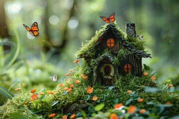 A fairy house in the middle of a forest