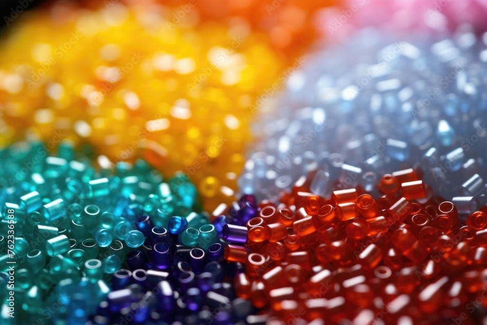 Poster a close up of a bunch of colorful beads. perfect for diy projects