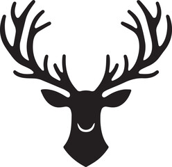 Black deer head with antlers, male deer heads with majestic antlers displayed in various designs and poses