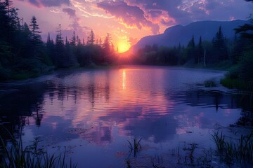 sunrise over the lake