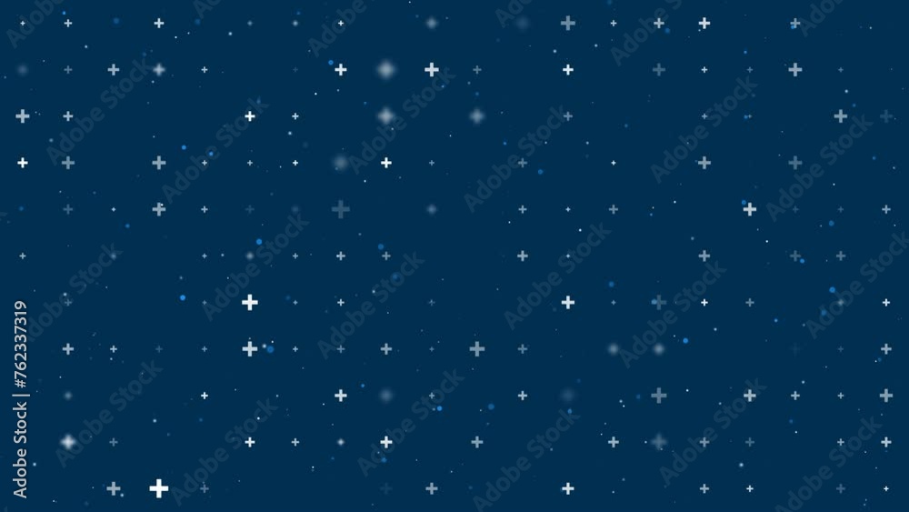 Poster template animation of evenly spaced plus symbols of different sizes and opacity. animation of transp