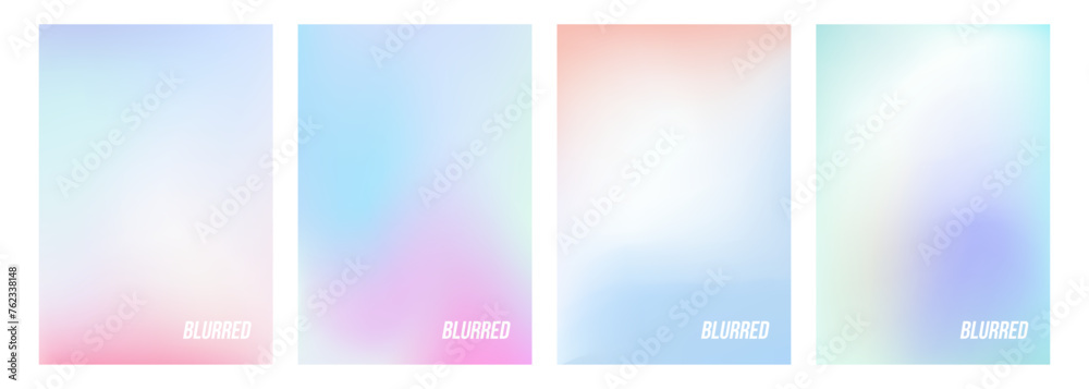Leinwandbilder set of light colored blurred abstract backgrounds. soft color gradients for creative graphic design.