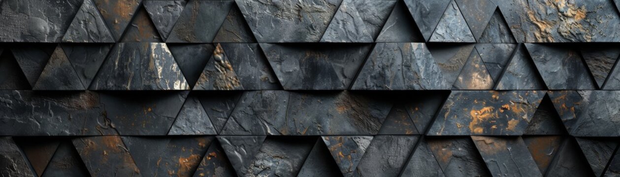 Triangular dark gray stone concrete cement mosaic tile wallpaper texture