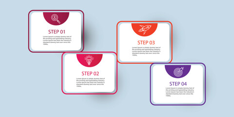Business process infographic template with 4 step