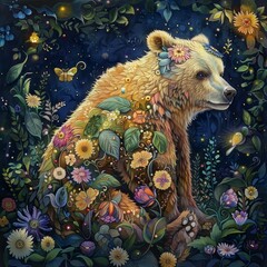 Fairycore on bear - obrazy, fototapety, plakaty