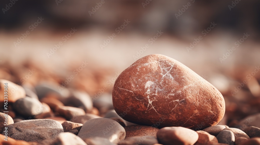 Poster a large rock sitting on top of a pile of rocks. suitable for geological and nature themes