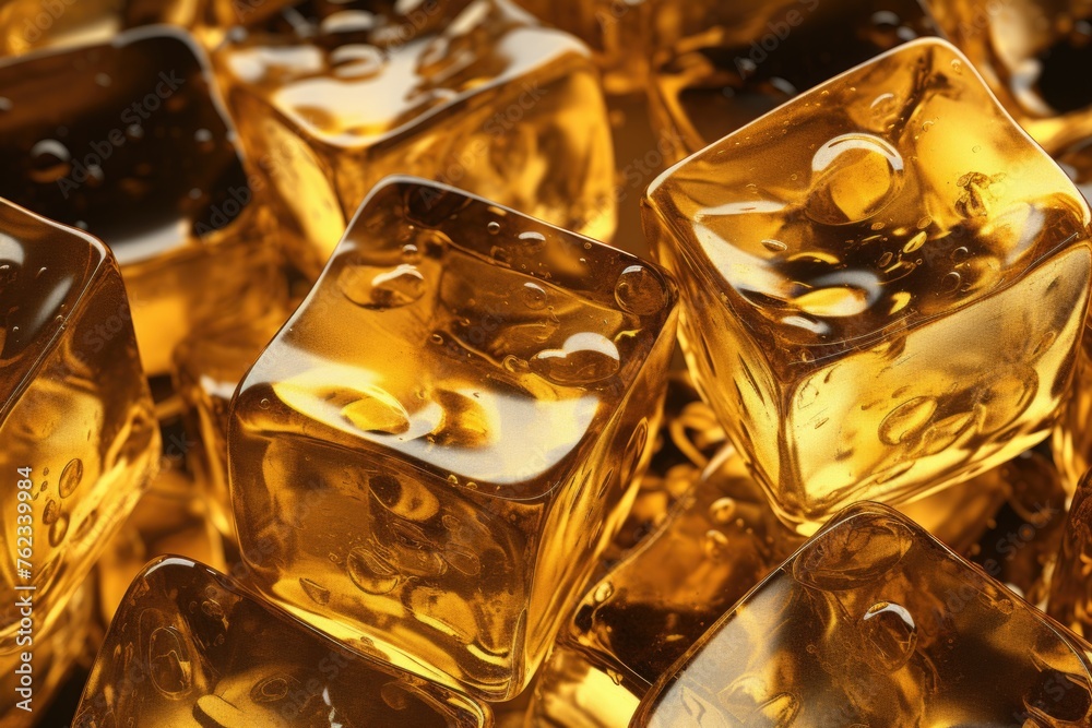 Poster A bunch of ice cubes sitting on top of each other. Suitable for various cold drinks concepts